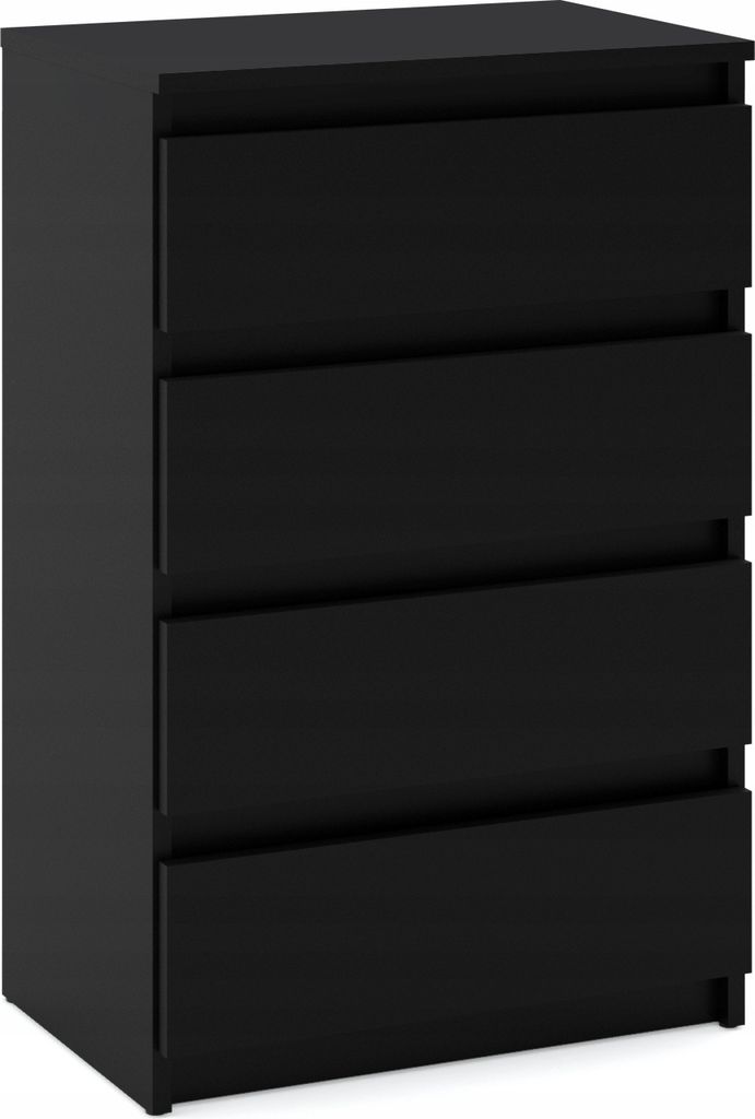 Kommode mit 4 Schubladen Schwarz 60x33,5x92,5 Sideboard Schubladenschrank für Wohnzimmer Schlafzimmer Modernes Design Stauraum Möbel Kleiderschrank