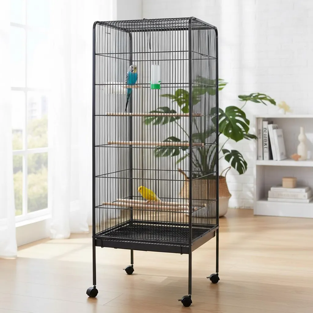 Cage pour Oiseaux Volière d'Intérieur Salon pour Perruches Grise