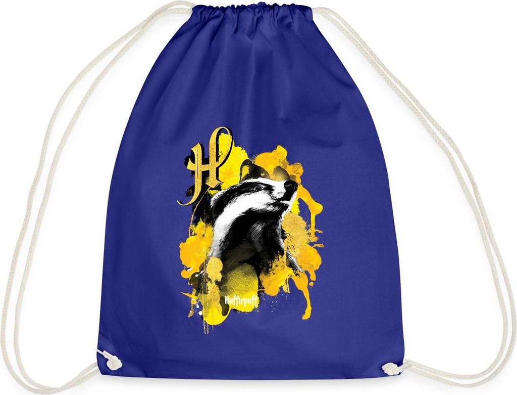 Spreadshirt Harry Potter Haus Hufflepuff Dachs Turnbeutel, One size, Königsblau