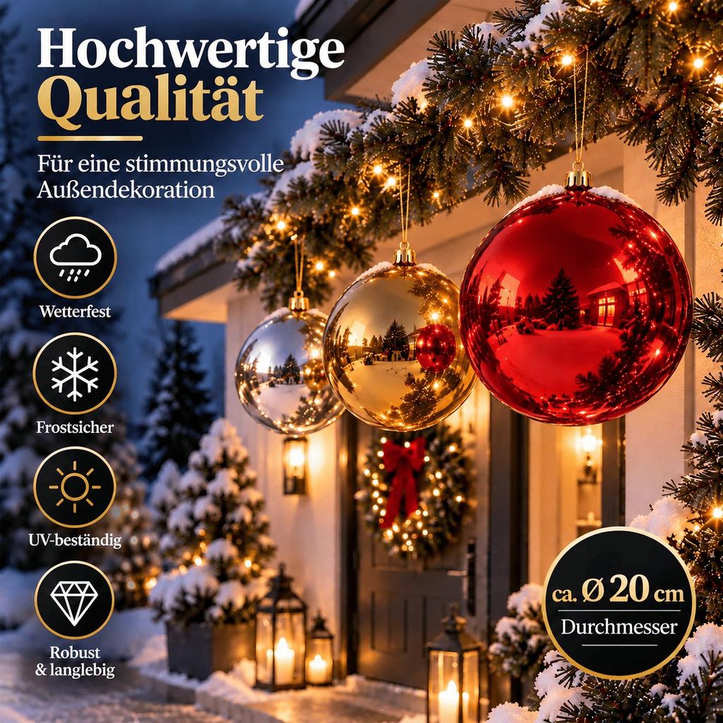Weihnachtskugeln Outdoor XXL Christbaumkugeln für Draußen