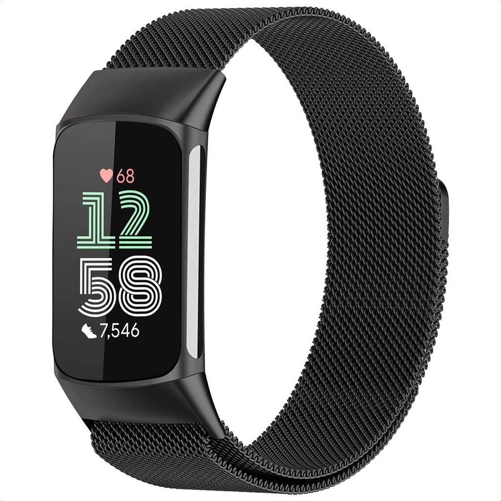 imoshion Magnetisches Milanaise Armband für das Fitbit Charge 5 - Größe S - Schwarz