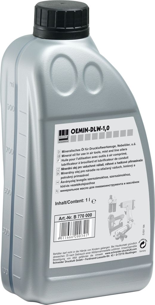 Schneider airsystems Werkzeugl für Druckluftwerkzeuge, Inhalt 1 Liter