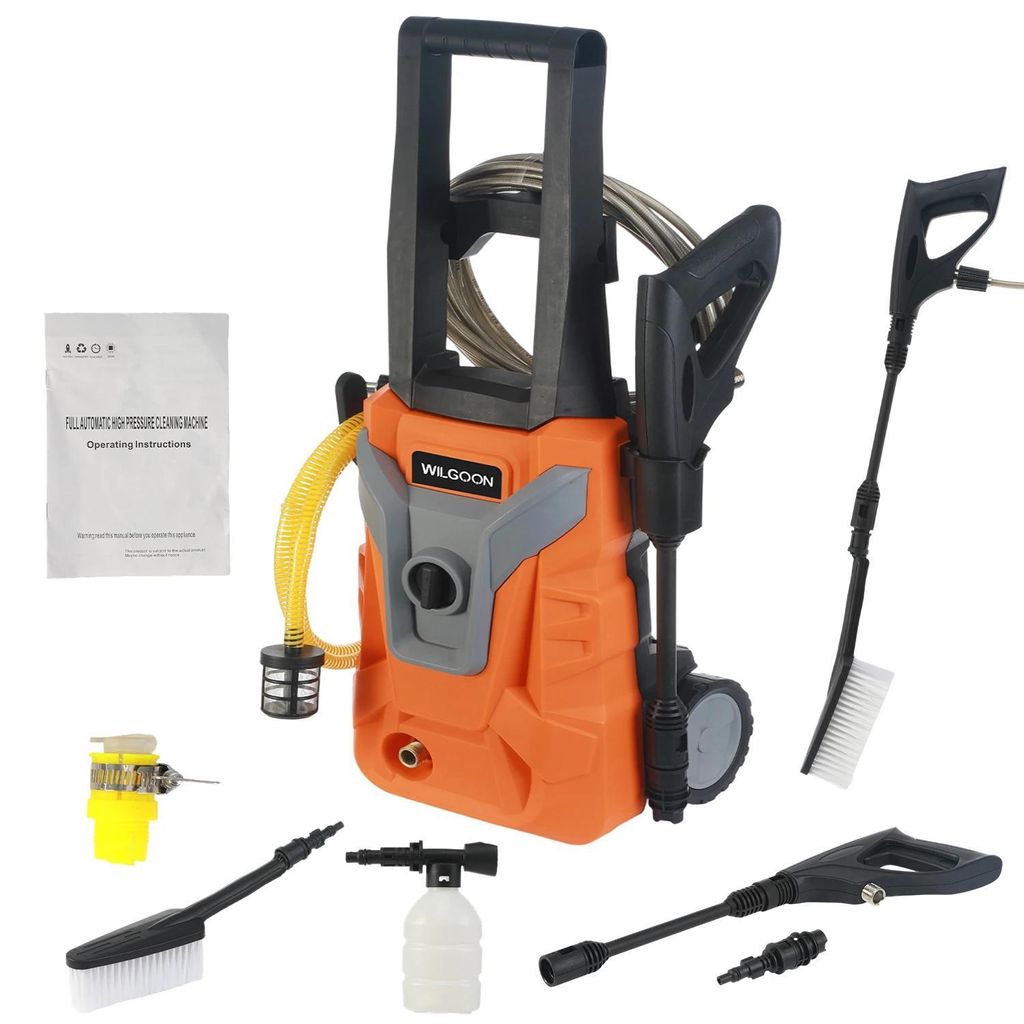 Hochdruckreiniger - Elektro-Modell - 2200 W Leistung - Max 2400 PSI - Schlauch 7 m - 220 V EU-Stecker - 2 Räder - Orange