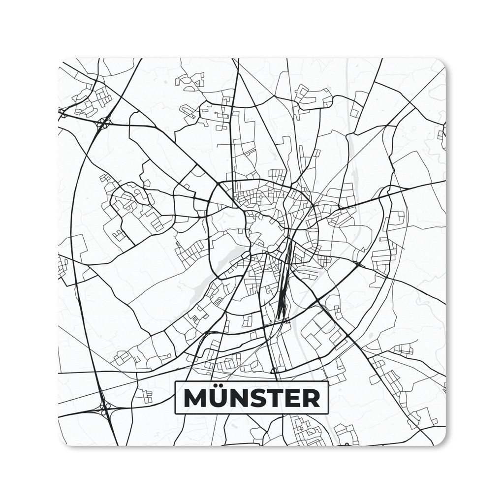 MuchoWow Mauspad Mousepad Münster - Karte - Stadtplan 30x30 cm - Mousepads - Maus Mat - Pad - Mausunterlage - Gaming