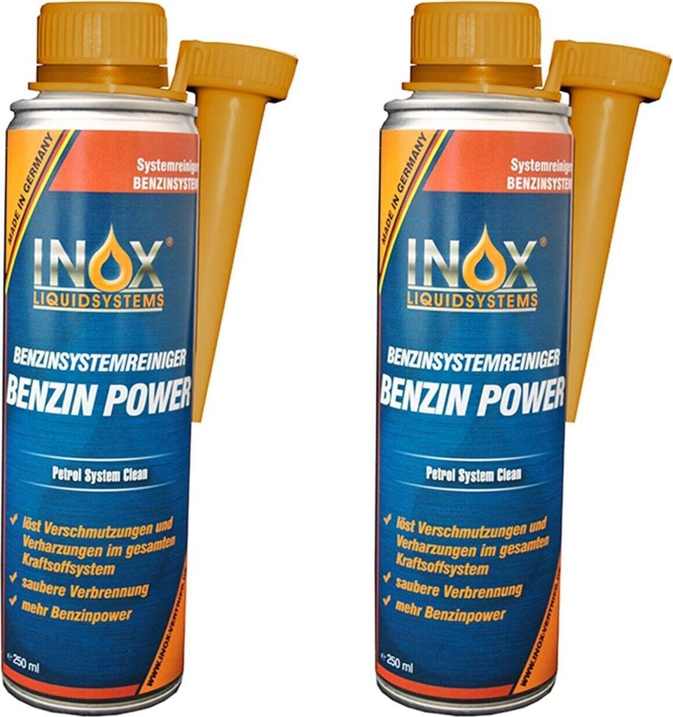 INOX Benzin Power Systemreiniger Additiv, 2x250ml Benzin System Reiniger Zusatz