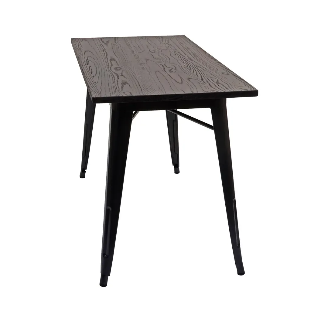 Table rectangulaire métal noir et bois d'orme 120cm design industriel - 3