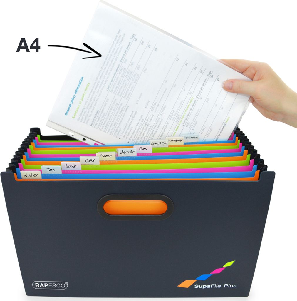 RAPESCO Fächermappe SupaFile Plus DIN A4+ 13 Fächer schwarz