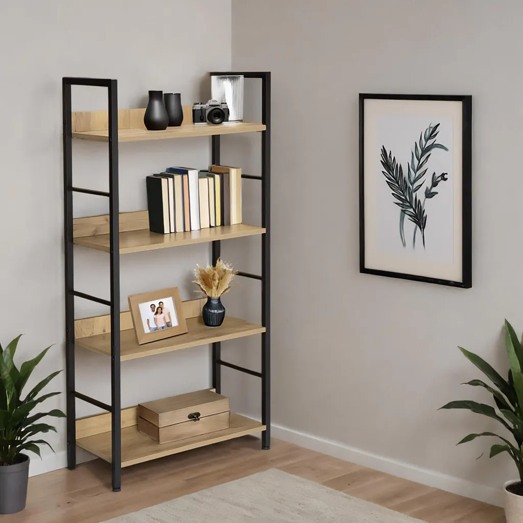 Bibliothèque Varberg Craft bois et métal 5 niveaux pour salon et bureau - 3