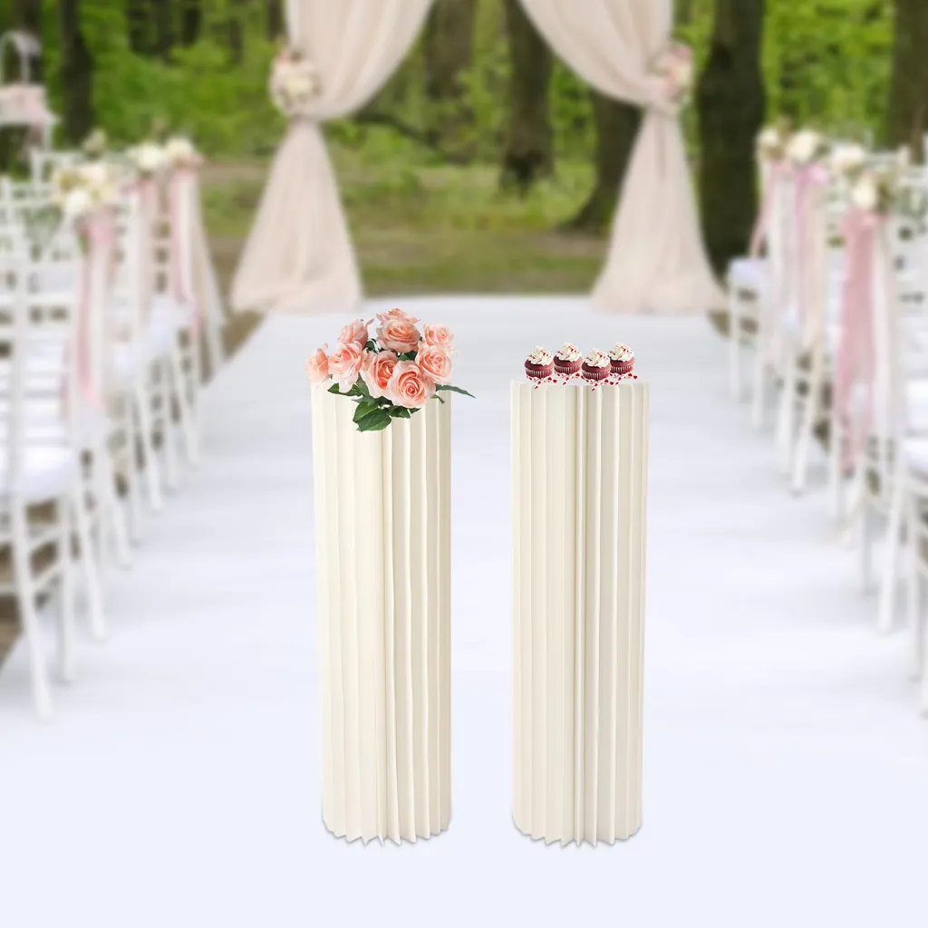 Support fleurs cylindrique en métal blanc structure renforcée 2 unités - 3