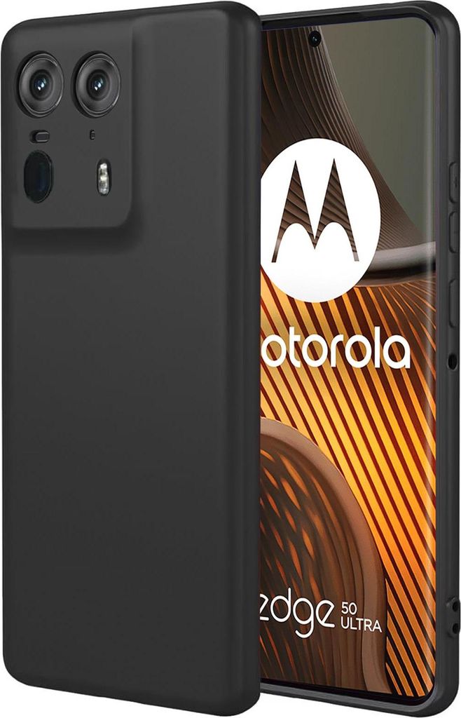 Silikon Hülle für Motorola Edge 50 Ultra Schutzhülle Matt Schwarz Backcover Handy Case