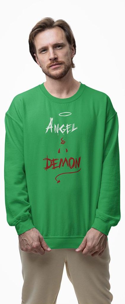 D&B Design Uni Pullover SWEB00002 Angel Demon Grün-Größe 2XL