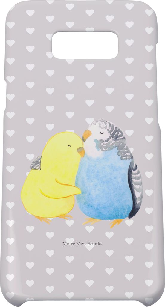Mr. & Mrs. Panda Samsung Galaxy S8 plus Handyhülle Wellensittich Liebe - Grau Pastell - Geschenk, Kuscheln, Freundin, Umarmung, Vögel, Handy Case...