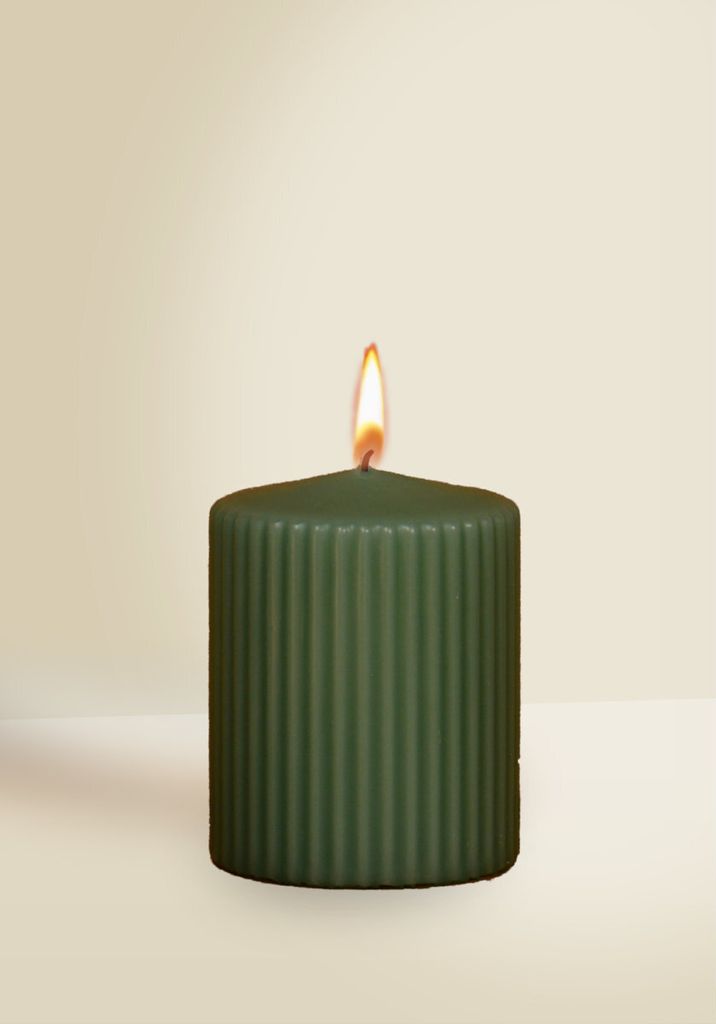 Designkerze Retro Stumpenkerze Salbei 90 x Ø 70 mm, 1 Stück Produktbild 
