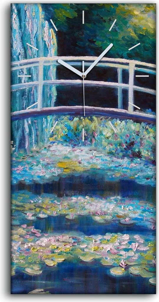 Leinwand Uhr Küche Wohnzimmer Bild Kunstdruck 30x60 Gemälde auf Brücke durch - weiße Hände
