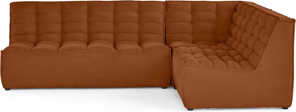 Lisa Design Ellie - 4-sitzer modulares Ecksofa beidseitig montierbar aus strukturiertem Samt , Terrakotta