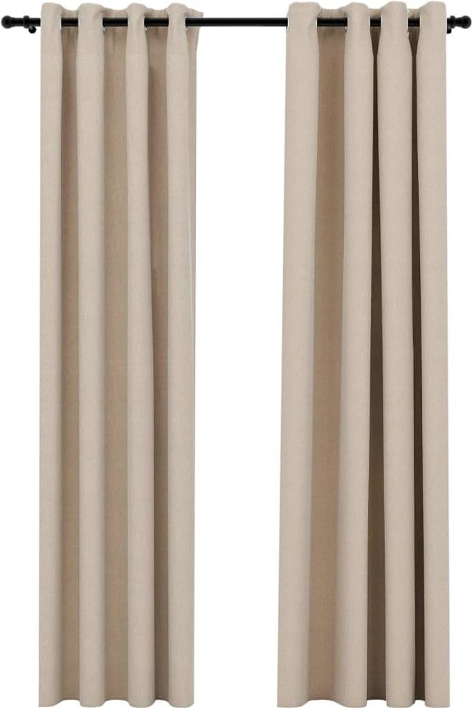 Verdunkelungsvorhänge 2 Stk. Ösen Leinenoptik Beige 140x225 cm
