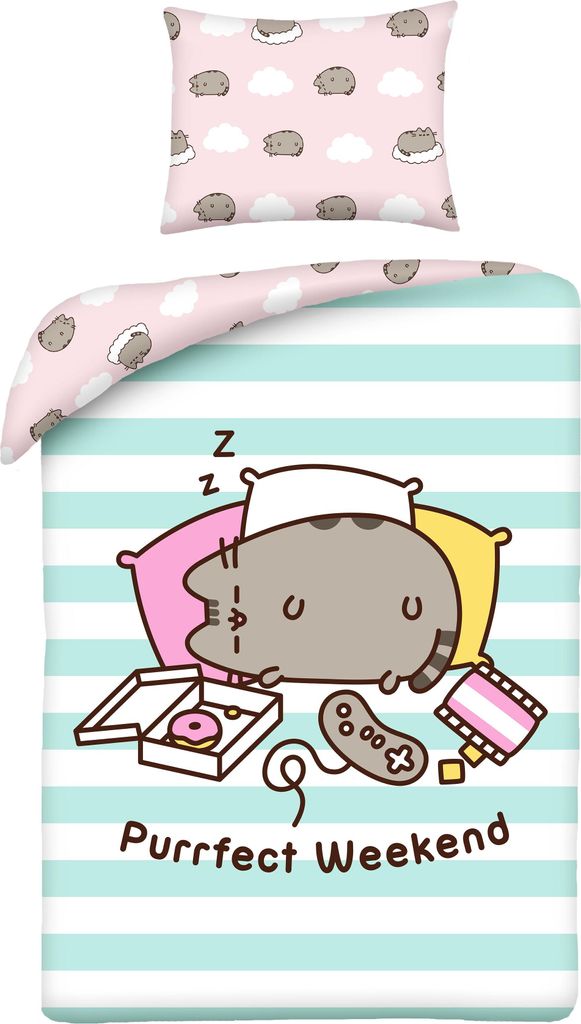 Baumwollbettwäsche 140x200 Pusheen Kitten für Kinder Produktbild 