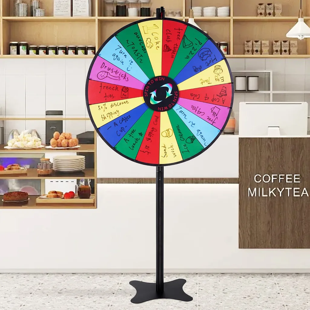 Roue de la fortune effaçable 91 cm avec 18 segments et pied robuste - 8