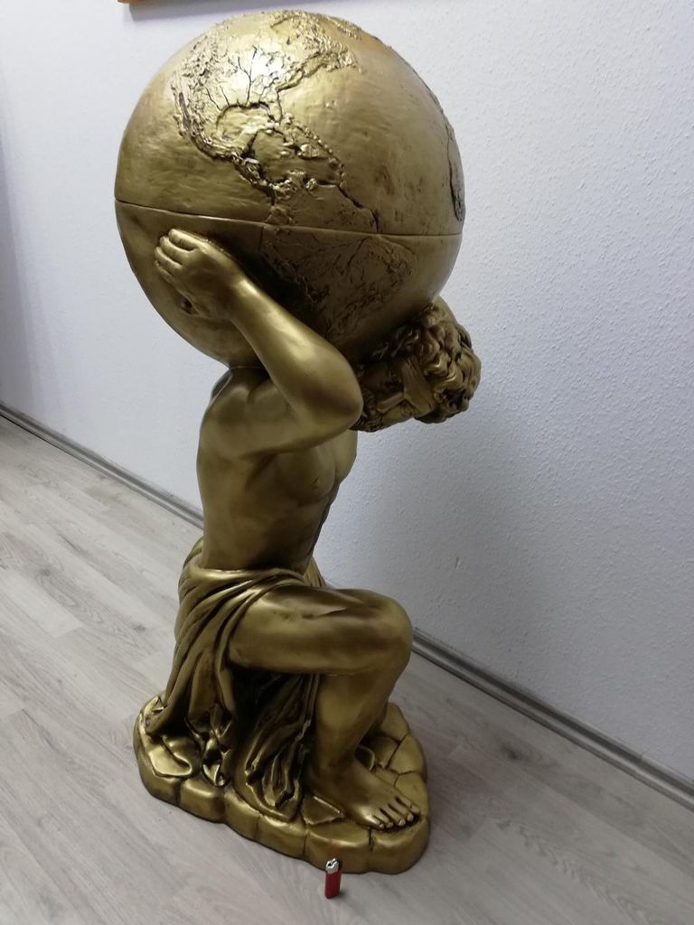 Antik Stil Klassischer Globus Atlas Minibar Bar Wein Regal Statue Skulptur Deko