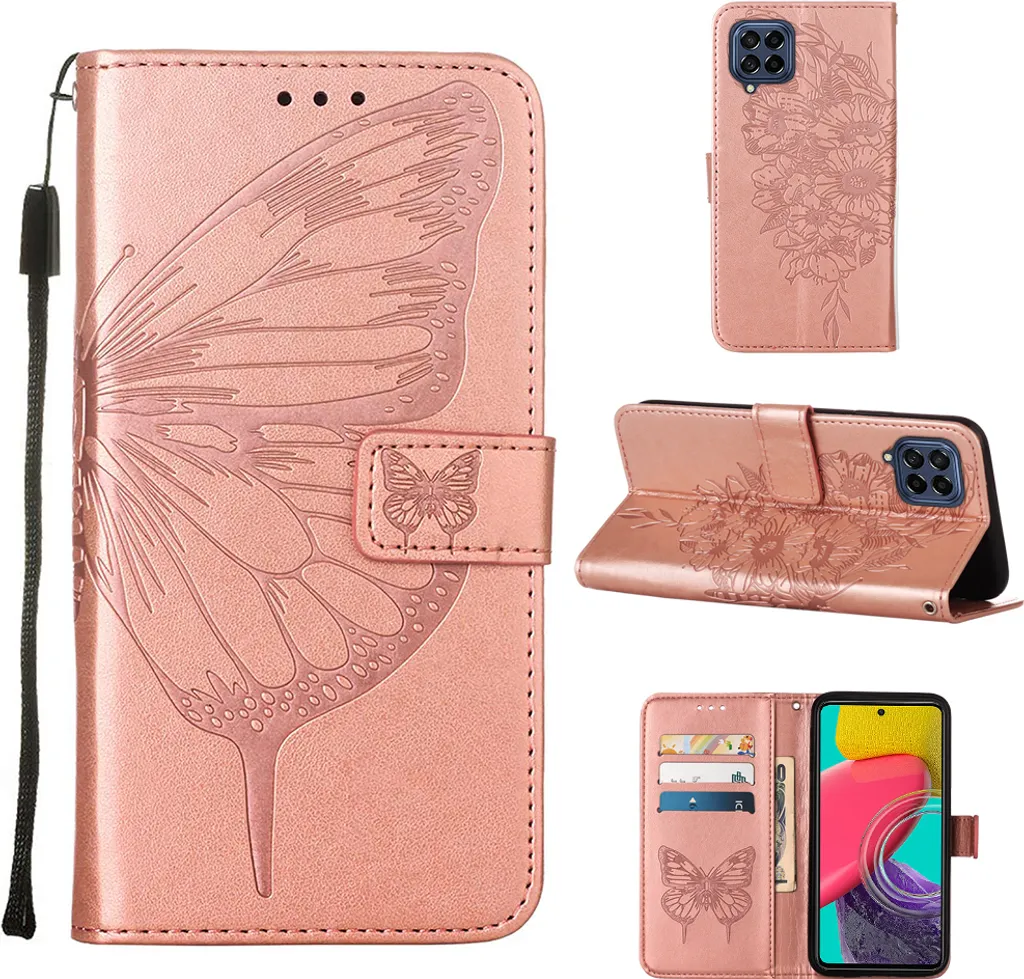 Cover Samsung M53 5G Farfalla Rose Gold: Sicura per tutta la Famiglia