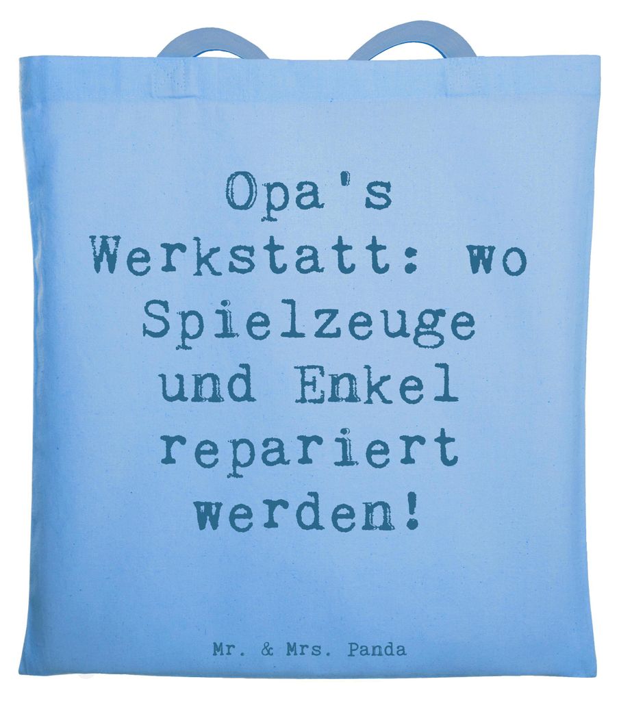 Mr. & Mrs. Panda Beutel Spruch Großeltern Werkstatt - Sky Blue - Geschenk, Enkelkinder, festivaltasche, Geburtstage, Reparatur, handgemacht, Weish...