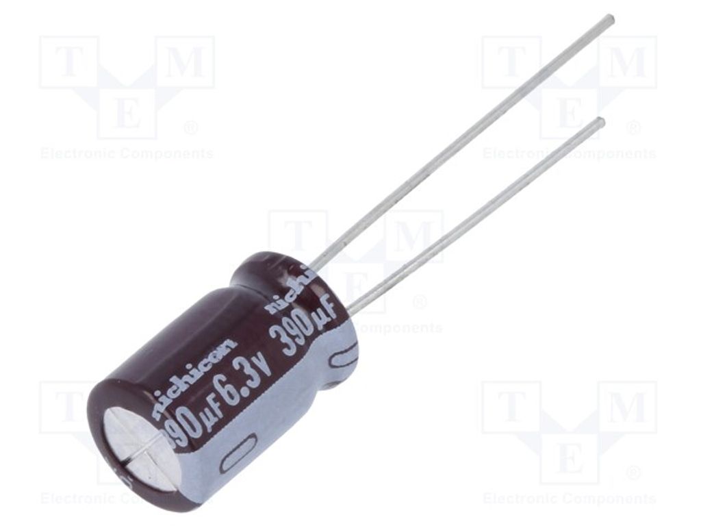 10x Kondensator: elektrolytisch geringe Impedanz THT 390uF 6,3VDC UPV0J391MGD Elek
