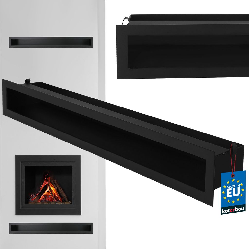 KOTARBAU Kamin Luftleiste 80 cm Lüftungsgitter Kamingitter Warmluftgitter Abluftgitter pulverbeschichteter Stahl Schwarz