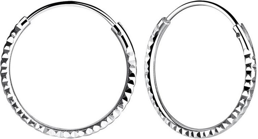 Creolen Silber 925 Ohrringe "Diamond Cut" 16 mm
