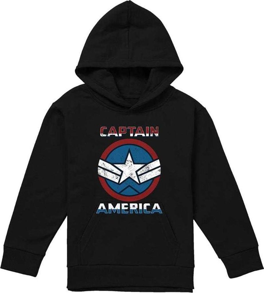 Captain America - Kapuzenpullover für Kinder, Zum Überziehen TV22743 (152-158) (Schwarz)