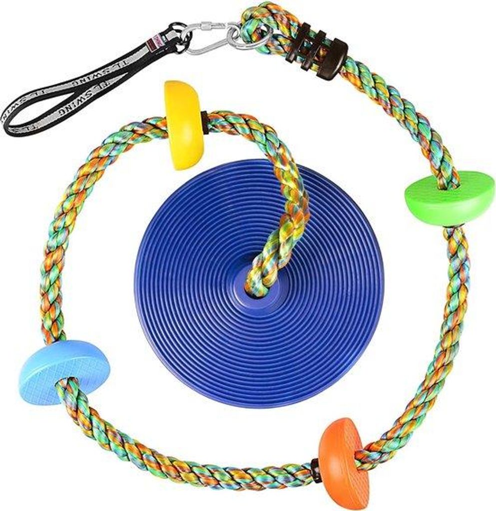 Famanu Klimmtau-Schaukel mit Plattform und Sitzscheibe - Outdoor-Spielzeug für Kraft und Balance