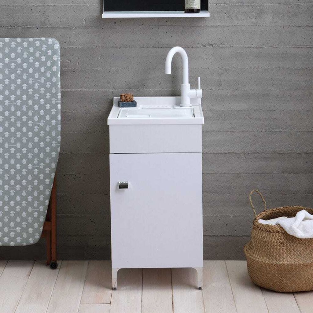 Lavatoio con mobile 45x50 cm bianco lucido con asse inclusa Immagine del prodotto 