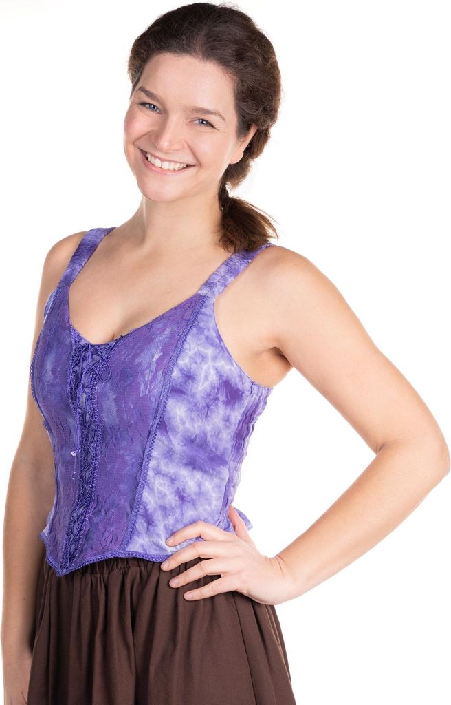 Klassisches Mieder mit floraler Spitze lila Größe: XXL