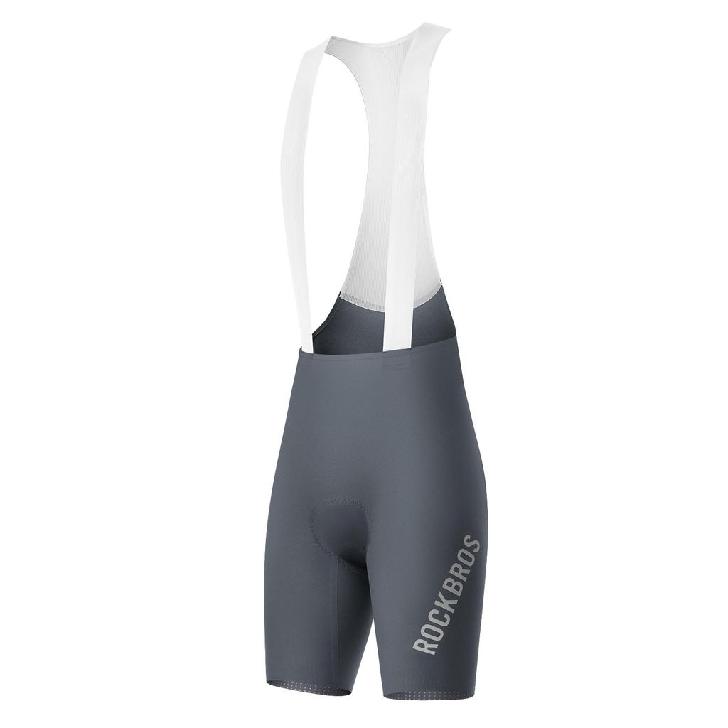 ROCKBROS Herren Radlerhose mit Träger Gepolstert, Bib Shorts Atmungsaktive schnelltrocknende Radsport Trägerhosen für MTB Titangrau EU Größe 2XL