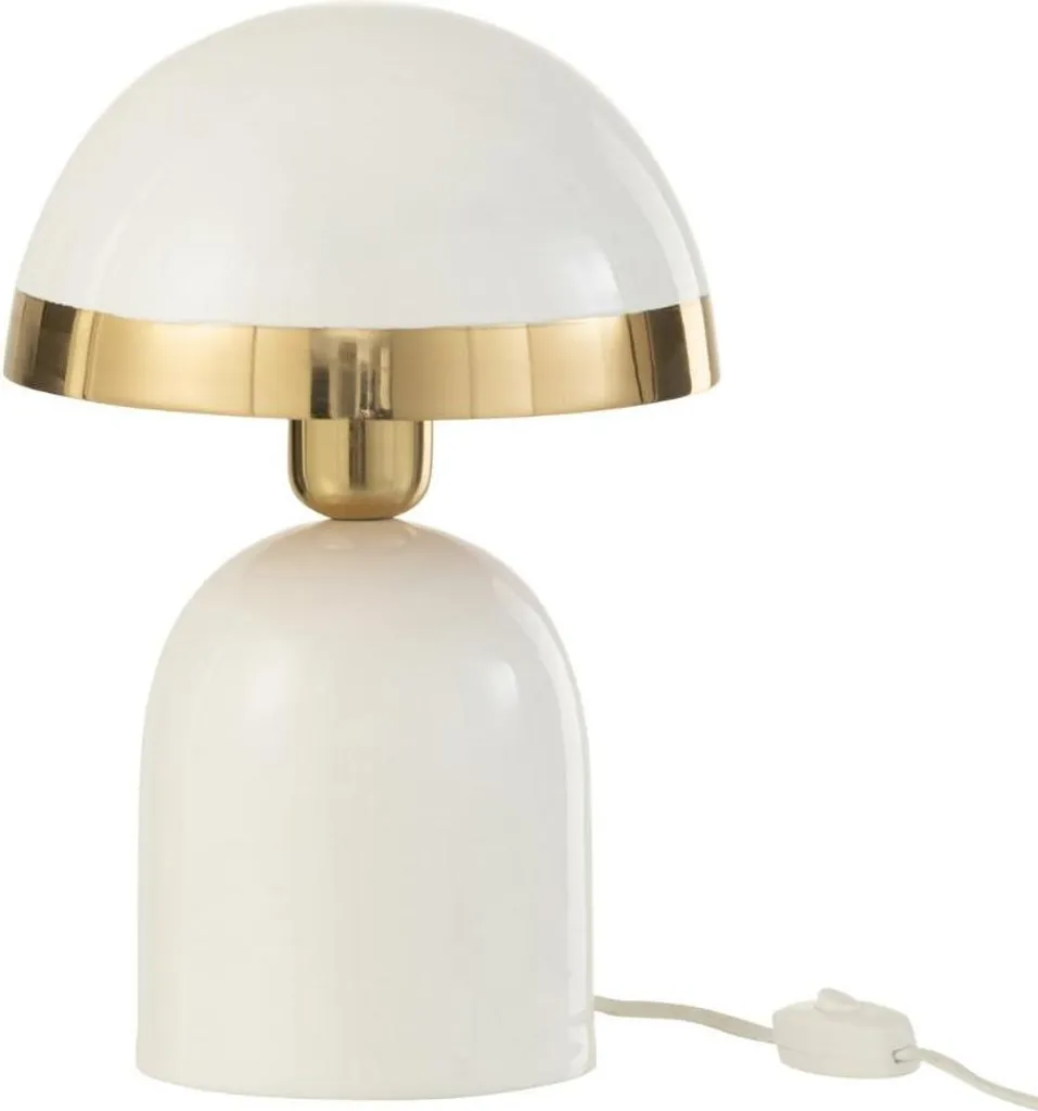 Lampe à Poser Design Blanc et Or en Métal Brillant - Luminaire de Salon