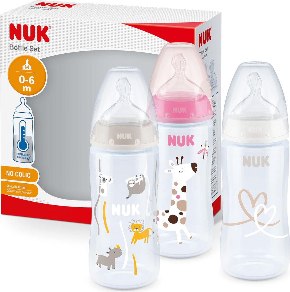 NUK First Choice+ Flaschen Set Rosa/Weiß – 3 Stück, -frei Produktbild 