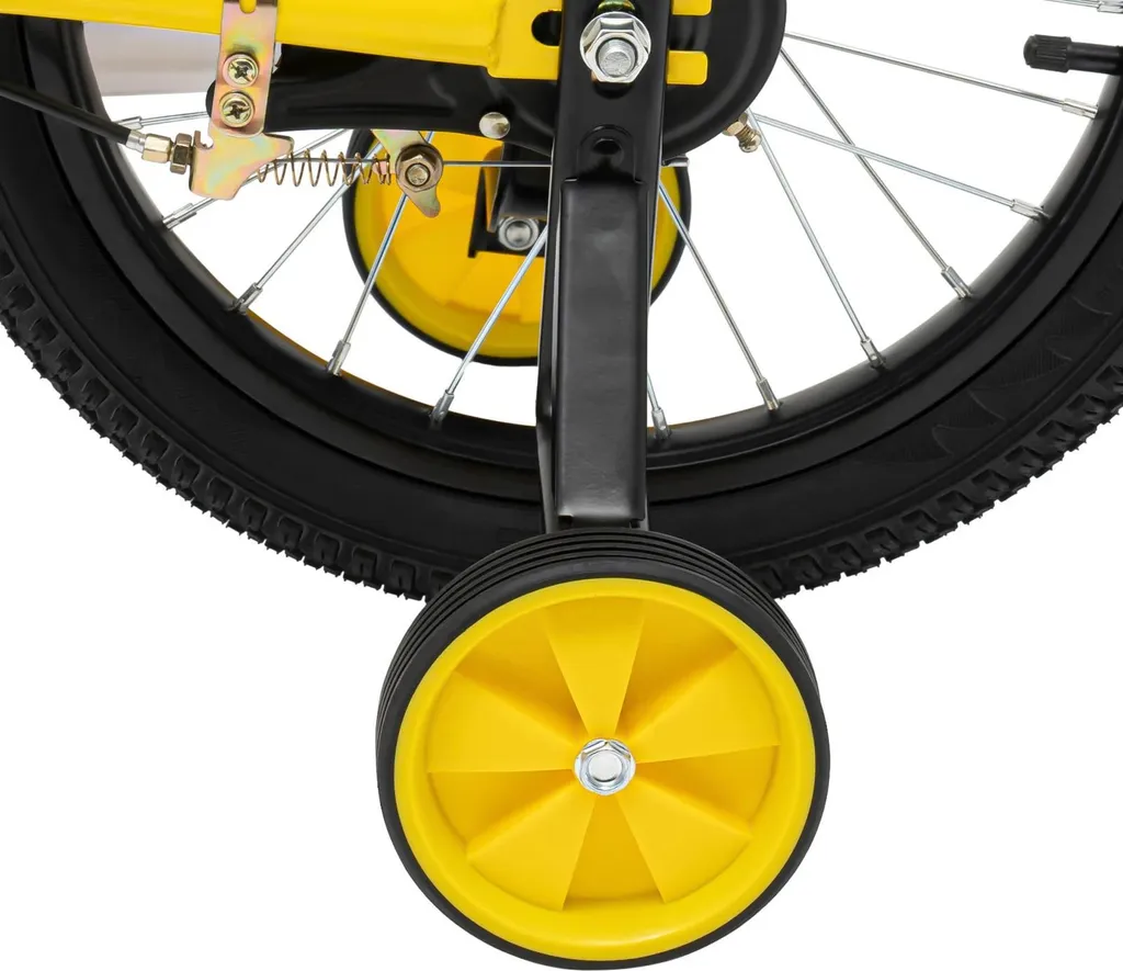 Vélo enfant 16 pouces jaune avec stabilisateurs et cadre acier robuste - 11