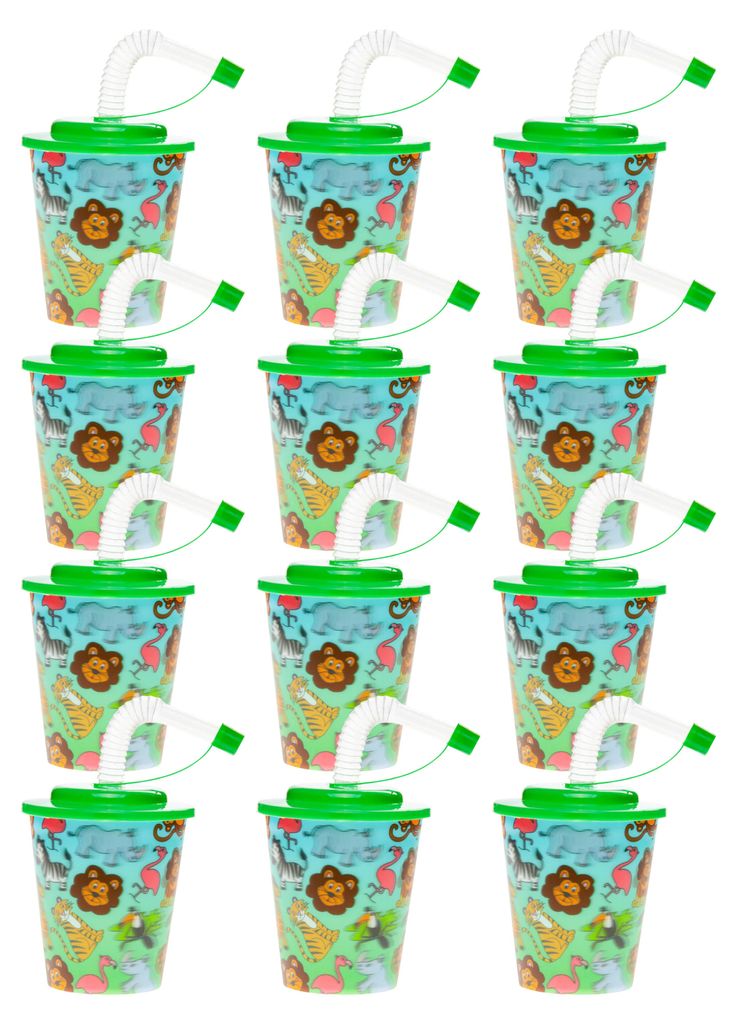 12er Set Trinkbecher Dschungel im 3D-Design - 250ml Produktbild 