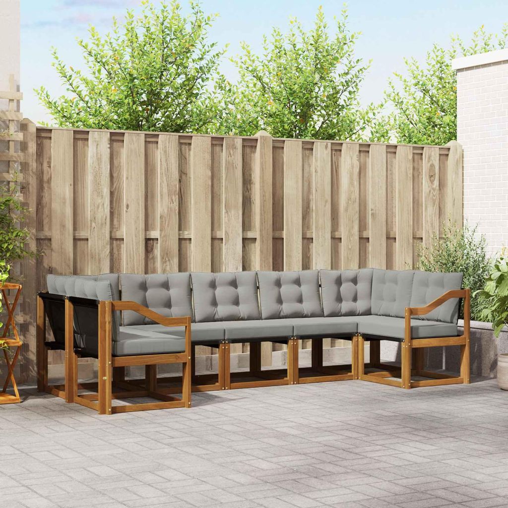 "Summerschlussverkauf"Outdoor-Sofagarnitur - CLORIS - Balkonmöbe/Sitzgruppe - mit Kissen 7 pcs - Moderne Design - Natürlich und Hellgrau - Garten...