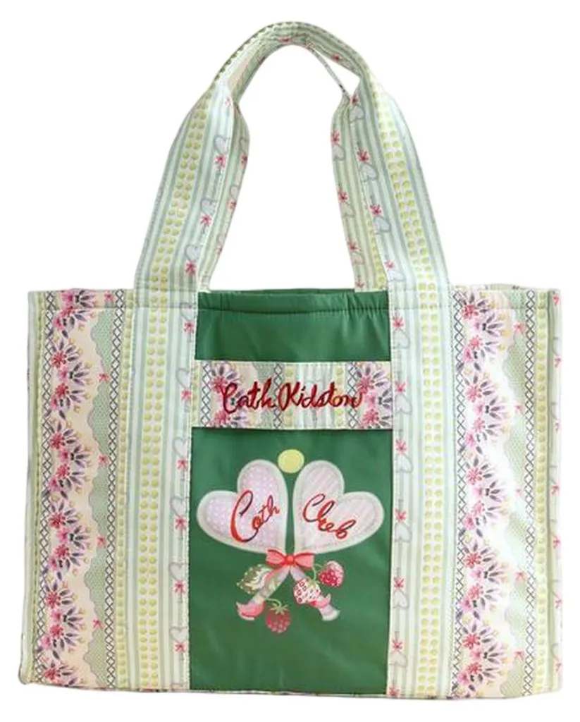 Sac cabas Cath Kidston Tennis Stripes CT241 vert en taille unique