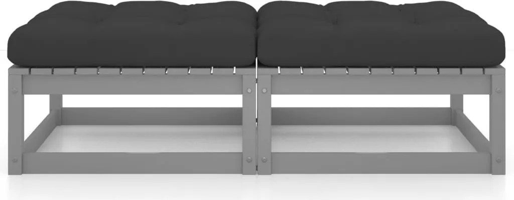 SYFAX™ Poggiapiedi Giardino in Legno Pino Massello con Cuscini - 2 Pezzi