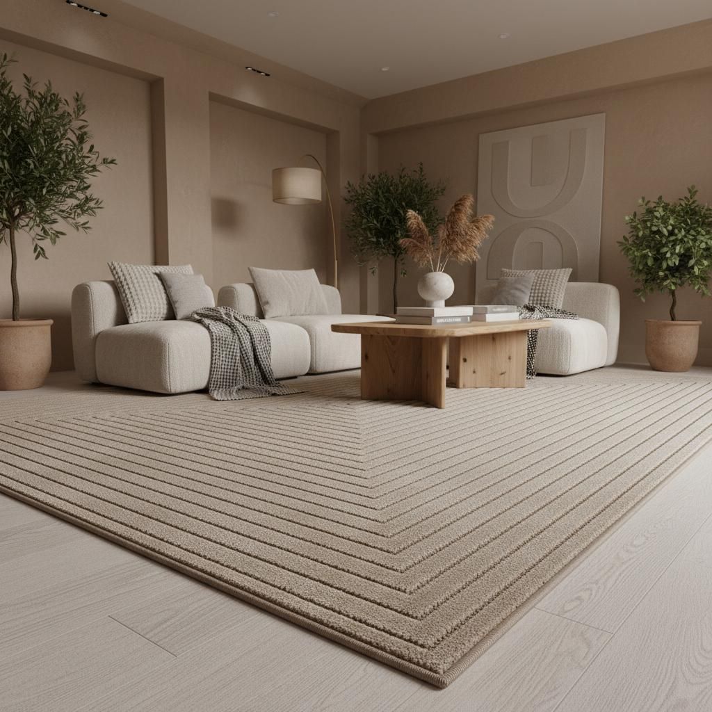 Outdoor Teppich Skandinavischer 3D-Design Wetterfest Waschbar Strapazierfähig | Beige 160x230 cm Balkon Terrasse | ENGADIN – Kadima Design