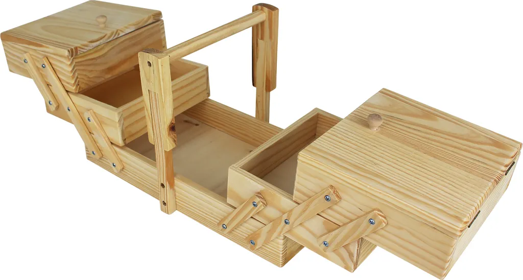 Boîte en bois 5 compartiments robuste avec poignée ergonomique - 22