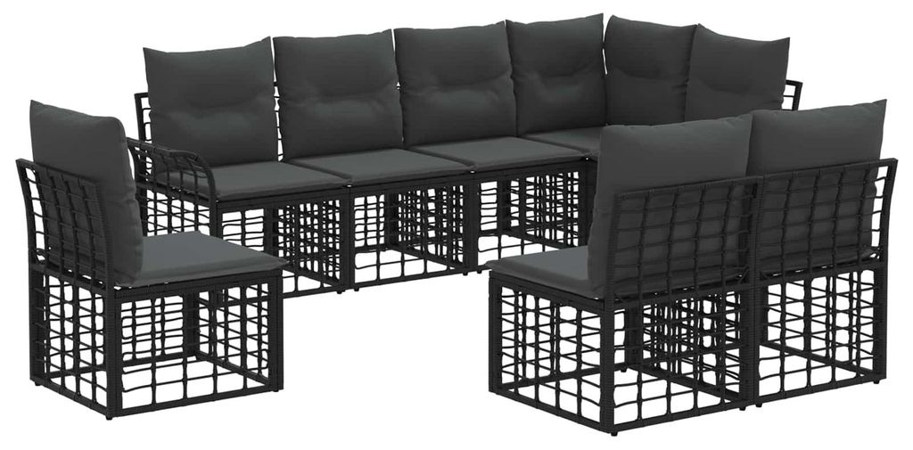 Outdoor-Sofagarnitur 8 stk. Schwarz und Dunkelgrau Polyester