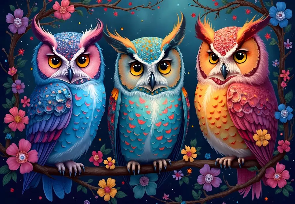 Puzzle Hiboux Nuit Enchantée Alipson aux Couleurs Vives et Pièces Robustes