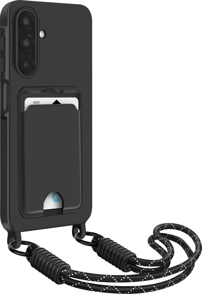 Avizar, Schnurhülle Galaxy A17 mit Kartenfach und starker Lanyard, Schwarz