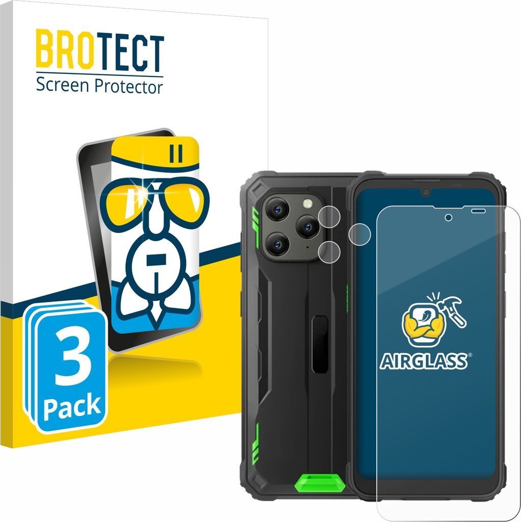 3x BROTECT Schutzglas für Blackview BV5300 Plus (Display+Kamera) Schutzfolie Panzer Folie Glas Display Schutz klar