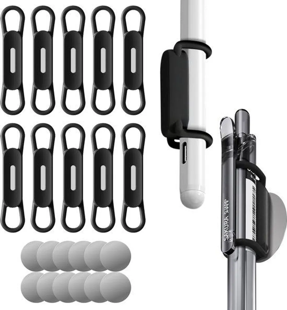 Porte-crayons magnétiques en silicone noir pour tableau blanc et bureau