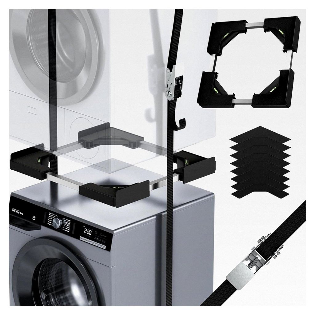 Universal-Stapelset für Waschmaschine und Trockner – Verstellbarer Zwischenbaurahmen 45–68 cm, geeignet für die Verbindung von Waschmaschine ...