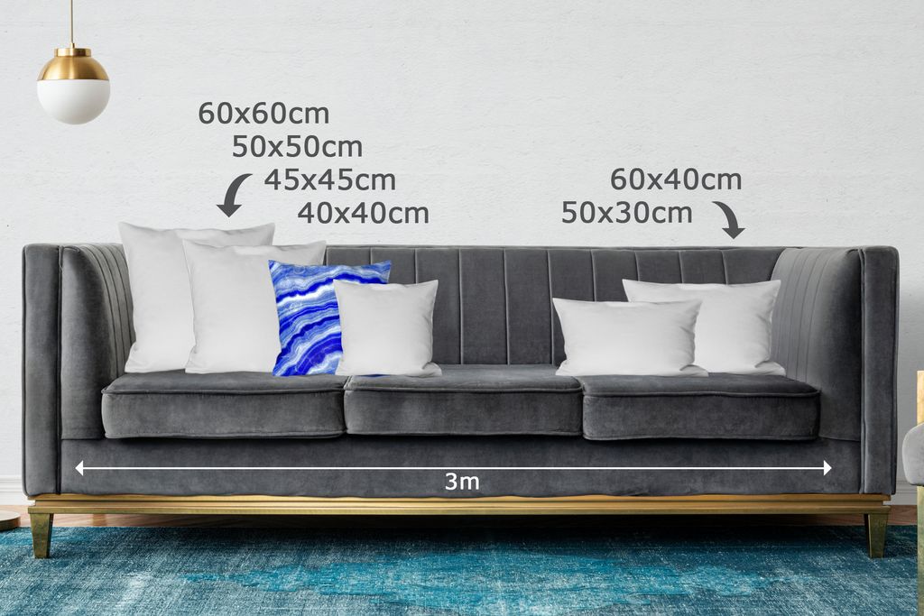 MuchoWow Zierkissen Sofakissen Wohnzimmer Dekokissen 45x45 cm Achat Stein - Blau - Schlafpolster - Polster für das Sofa