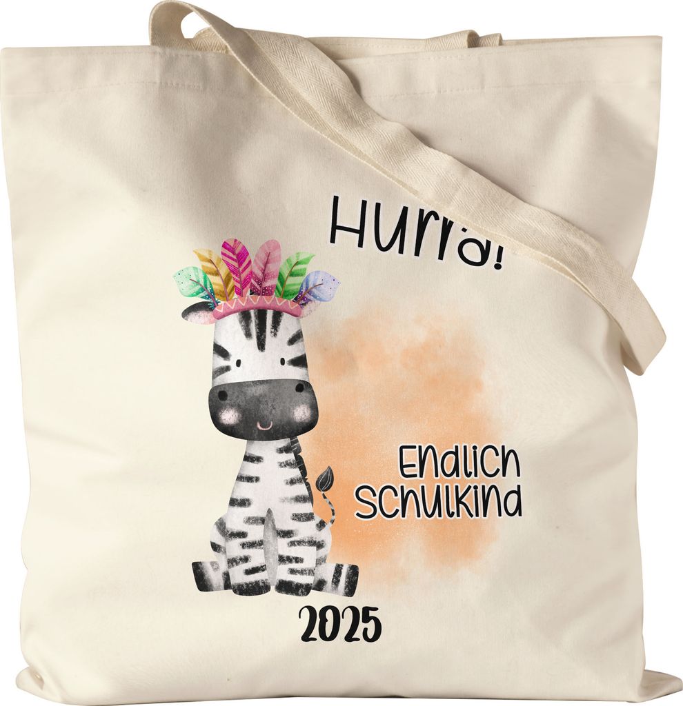 Endlich Schulkind 2025 Zebra Jutebeutel Süßes Eichhörnchen Einschulung Geschenk Schulanfang Schuleinführung